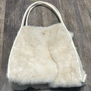 Elegant Cream Faux Fur Women's Bag